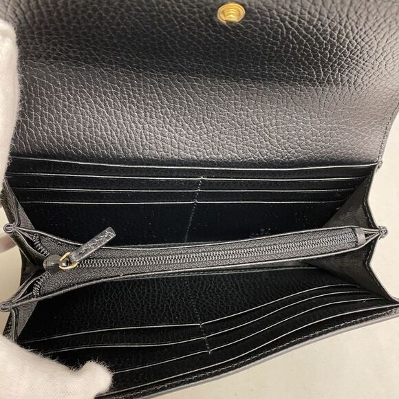 Gucci Long Wallet Ggmarmont GG Supreme 456116 PVC Leather Beige Black Gold - Picture 3 of 6